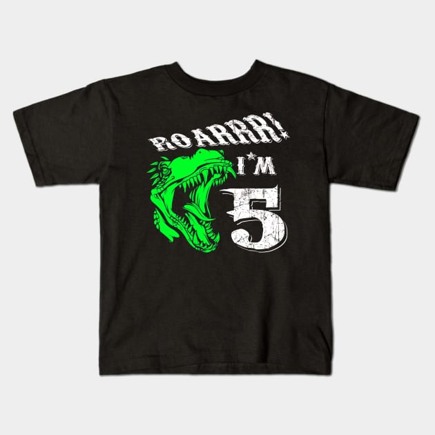 5 years old 5th Birthday Dinosaur Kids T-Shirt by klausgaiser